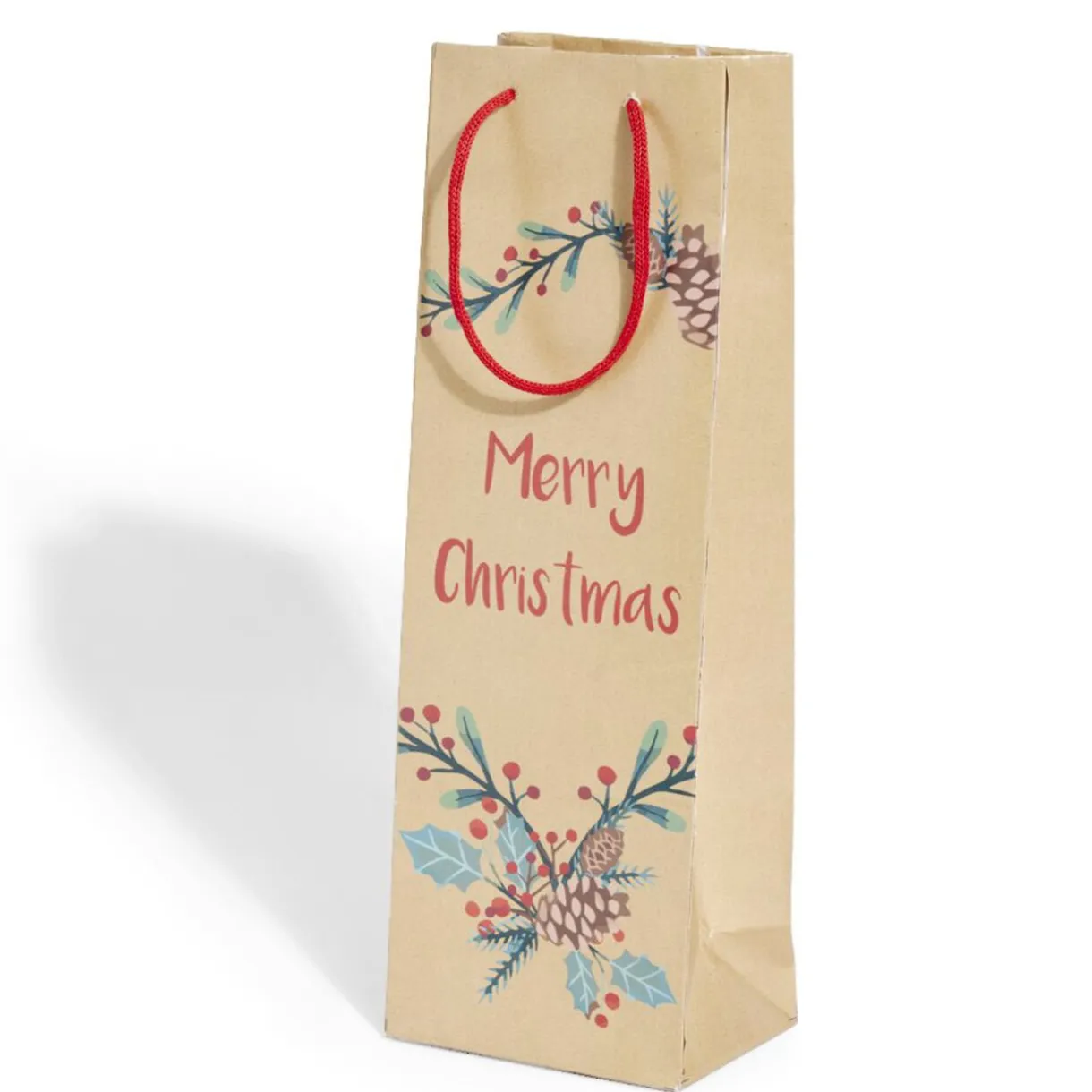 Gifi Sac bouteille Noël papier recyclé marron 12x8,5xH35cm - 3 modèles^ Loisirs Créatifs Et Emballage Cadeau