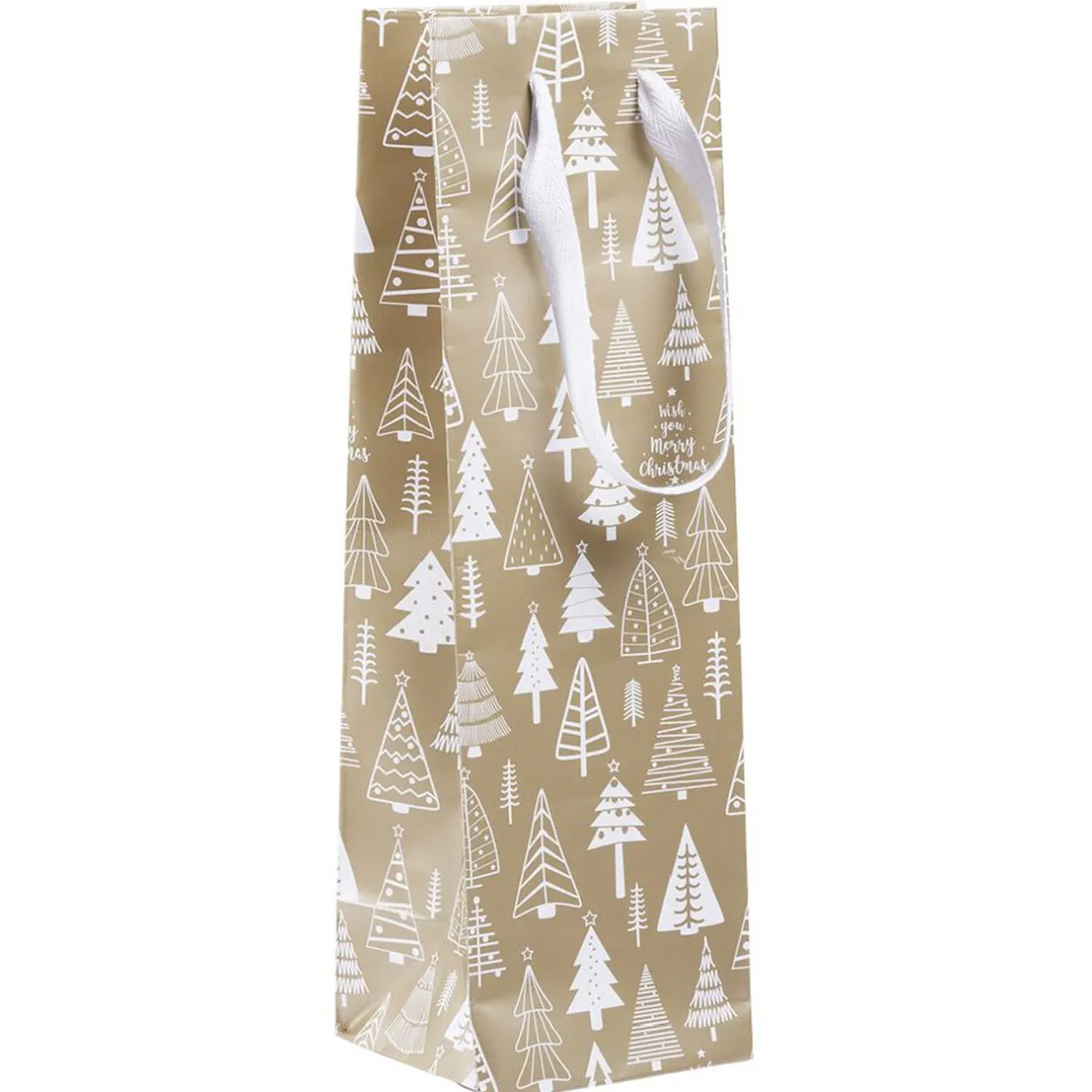 Gifi Sac cadeau à bouteille imprimé Noël doré^ Loisirs Créatifs Et Emballage Cadeau