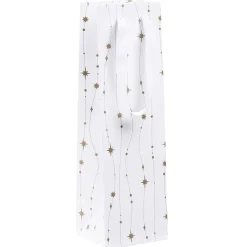 Gifi Sac cadeau à bouteille imprimé Noël doré^ Loisirs Créatifs Et Emballage Cadeau