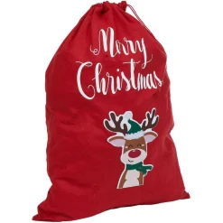 Hot Gifi Sac cadeau hotte en feutrine rouge motif Noël