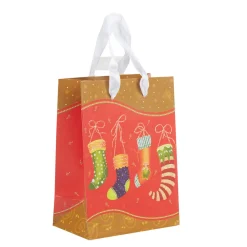 Gifi Sac cadeau motif chaussettes Noël petit modèle^ Loisirs Créatifs Et Emballage Cadeau