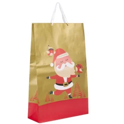 Gifi Sac cadeau naturel motif Père Noël vert rouge XL^ Loisirs Créatifs Et Emballage Cadeau