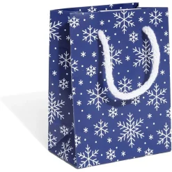 Gifi Sac cadeau Noël argenté pailleté ou bleu motif flocon -Taille S^ Loisirs Créatifs Et Emballage Cadeau