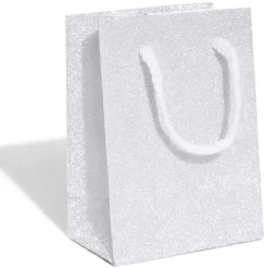 Gifi Sac cadeau Noël argenté pailleté ou bleu motif flocon -Taille S^ Loisirs Créatifs Et Emballage Cadeau