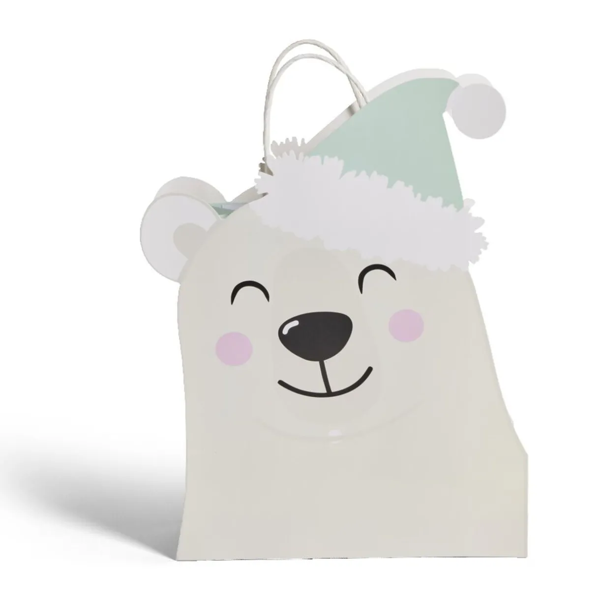 Gifi Sac cadeau Noël en papier forme tête ours blanc 25,5xH31,5cm^ Loisirs Créatifs Et Emballage Cadeau