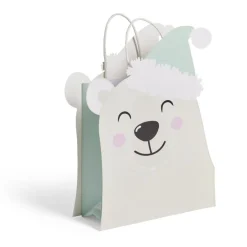 Gifi Sac cadeau Noël en papier forme tête ours blanc 25,5xH31,5cm^ Loisirs Créatifs Et Emballage Cadeau