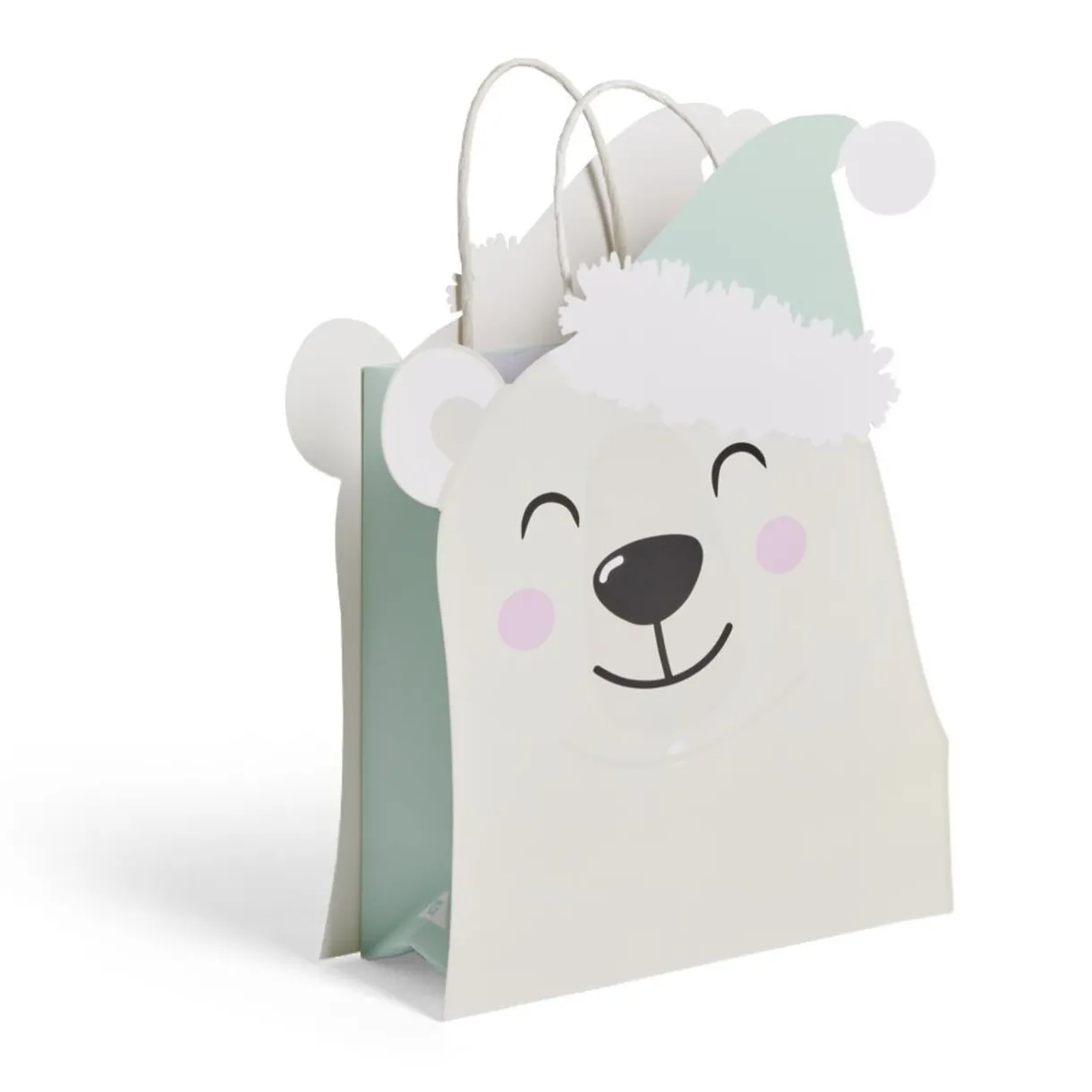 Gifi Sac cadeau Noël en papier forme tête ours blanc 25,5xH31,5cm^ Loisirs Créatifs Et Emballage Cadeau