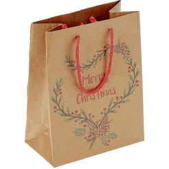Gifi Sac cadeau papier recyclé certifié FSC® marron lanière rouge Taille M^ Loisirs Créatifs Et Emballage Cadeau