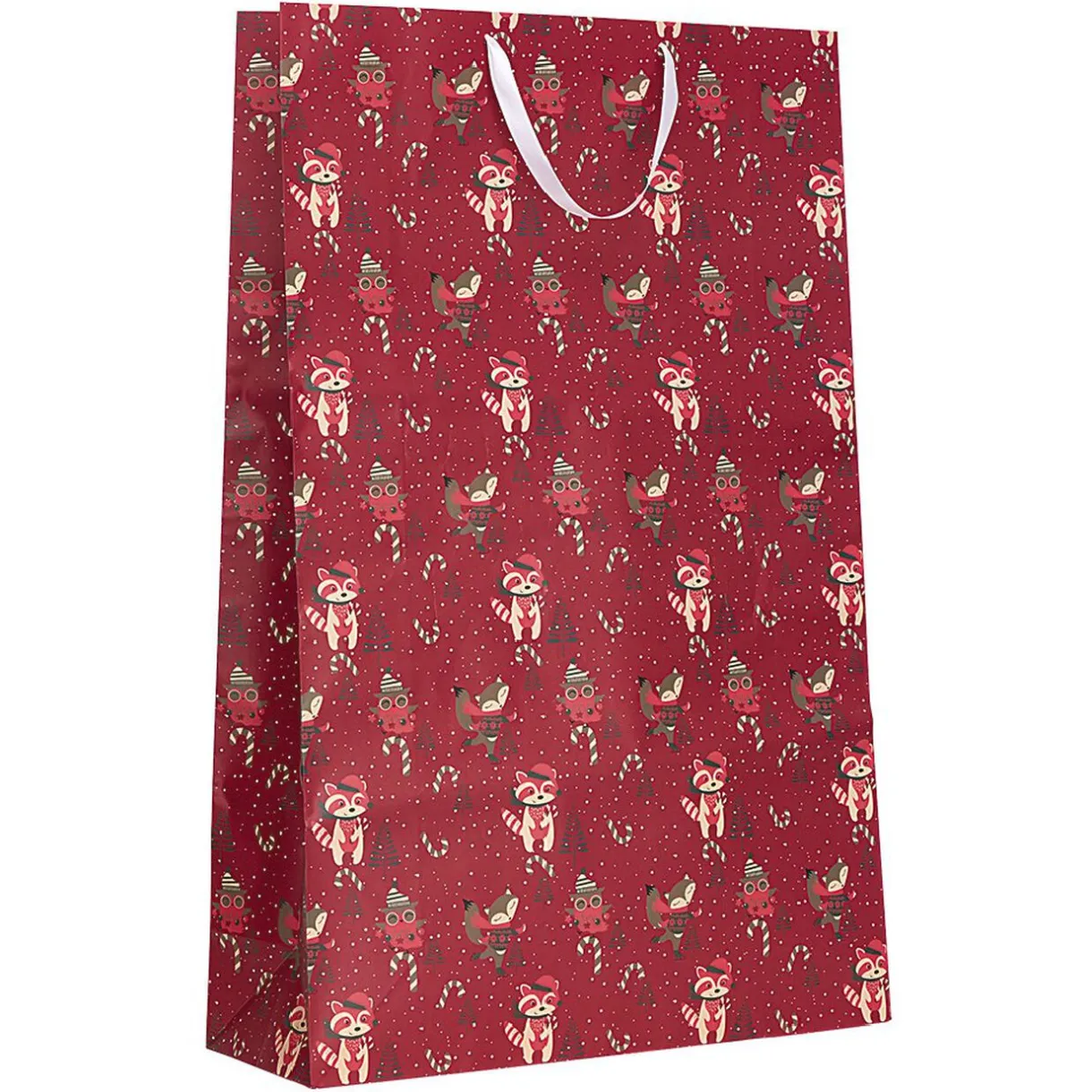 Gifi Sac pochette cadeau XL motifs renards vert et rouge^ Loisirs Créatifs Et Emballage Cadeau