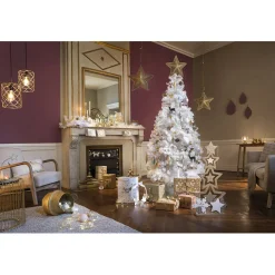 Best Gifi Sapin artificiel blanc 400 branches pied bois H.180 cm