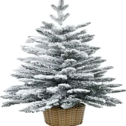 Outlet Gifi Sapin artificiel enneigé pot tressé 258 branches Ø56xH100cm