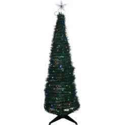 Online Gifi Sapin artificiel pliable lumineux 250LED multicolore pied plastique Ø45xH150cm