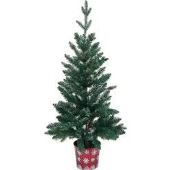 Gifi Sapin artificiel pot métal motif flocon rouge et blanc 258 branches Ø55xH100cm