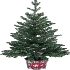 Gifi Sapin artificiel pot métal motif flocon rouge et blanc 258 branches Ø55xH100cm