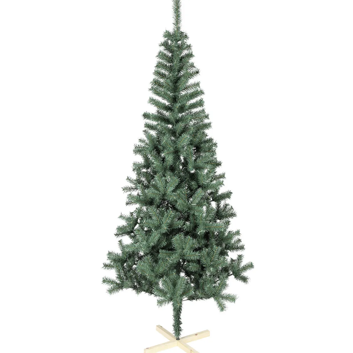 Discount Gifi Sapin artificiel vert 615 branches pied bois Ø110xH210cm