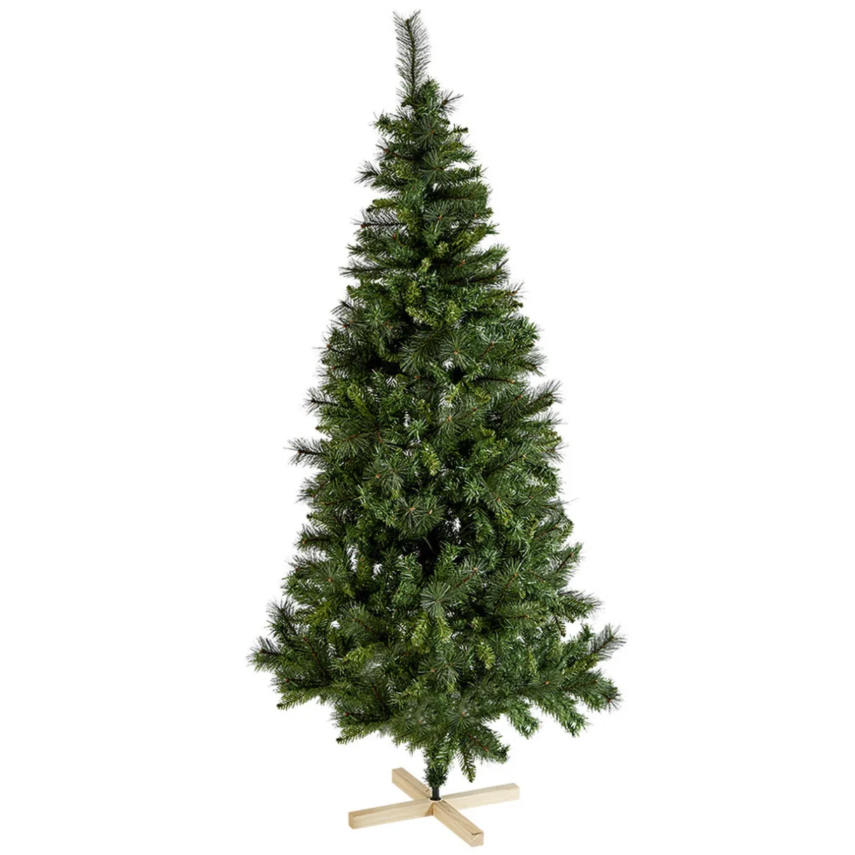 Hot Gifi Sapin artificiel vert pied en bois 730 branches Ø108xH210cm