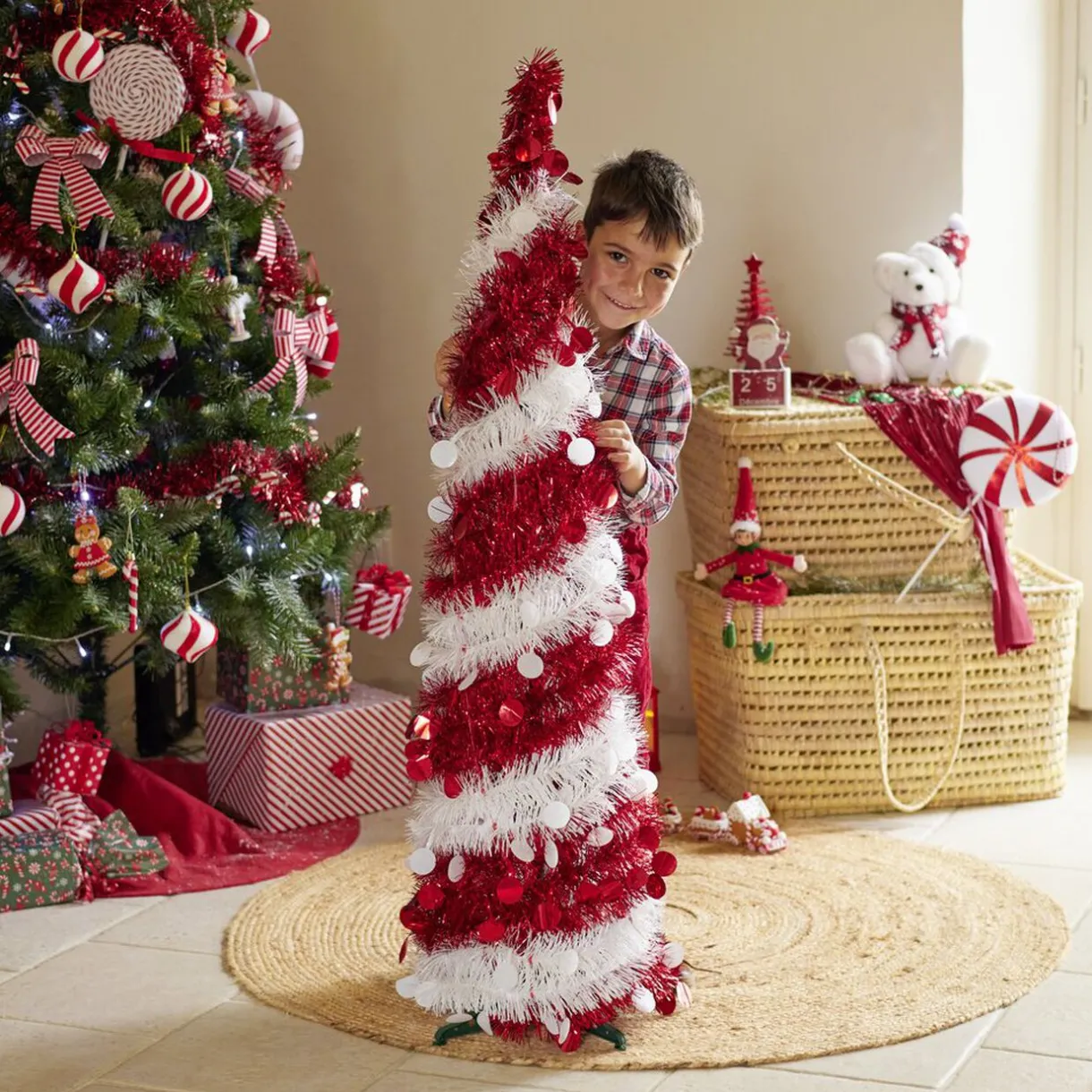 Sale Gifi Sapin de Noël artificiel POP UP rouge et blanc Ø30xH120cm