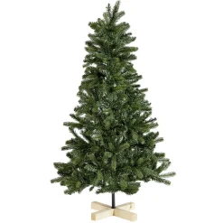Online Gifi Sapin de Noël Vert effet réel avec pied en bois H150 cm
