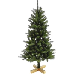 Gifi Sapin de Noël Vert effet réel avec pied en bois H120 cm