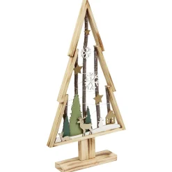 Gifi Sapin lumineux à poser en bois déco Noël naturel et blanc