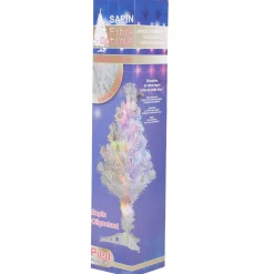 Gifi Sapin Noël blanc fibre optique multicolore H60 cm