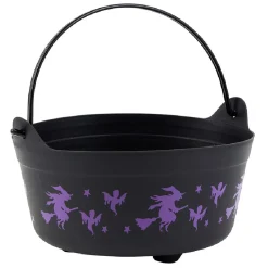 New Gifi Seau à bonbons Halloween motif sorcière noir et violet