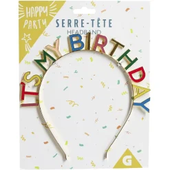 Online Gifi Serre-tête anniversaire It's my birthday doré ou multicolore