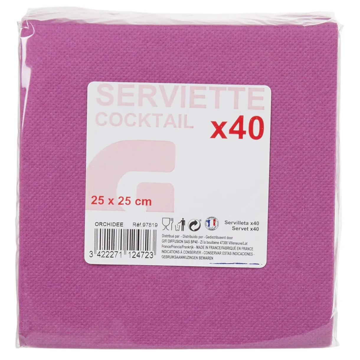 Sale Gifi Serviette cocktail jetable violet x40