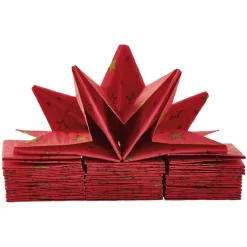 Sale Gifi Serviette de table pré-pliée rouge étoiles dorées x12