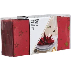 Sale Gifi Serviette de table pré-pliée rouge étoiles dorées x12