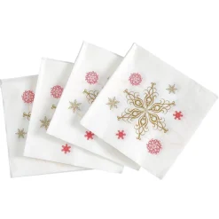 Sale Gifi Serviette en papier imprimé guirlande de flocon rouge doré x20