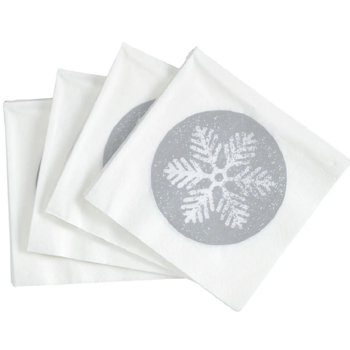 Best Gifi Serviette en papier imprimé flocon gris argenté x20