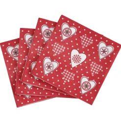Sale Gifi Serviette en papier imprimé coeur esprit Noël rouge blanc x20