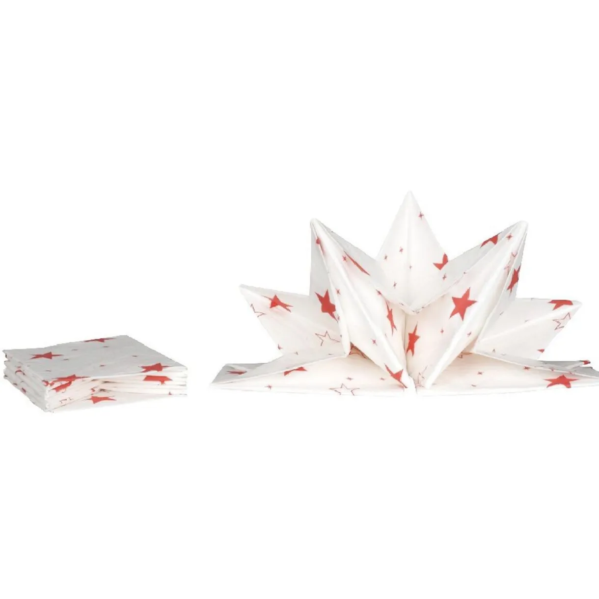 Best Gifi Serviette jetable pré pliée blanche étoiles rouges x12