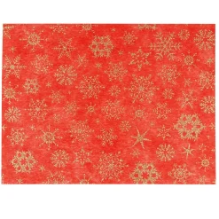 Outlet Gifi Set de table rouge design flocons dorés x8