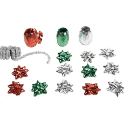 Gifi Set noeud et ruban pour cadeau rouge vert argenté^ Loisirs Créatifs Et Emballage Cadeau