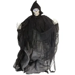 Best Gifi Squelette avec robe et capuche noire lumineux et sonore