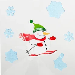 Gifi Sticker gel pour vitre bonhomme de neige et flocons^ Décoration De Fenêtre