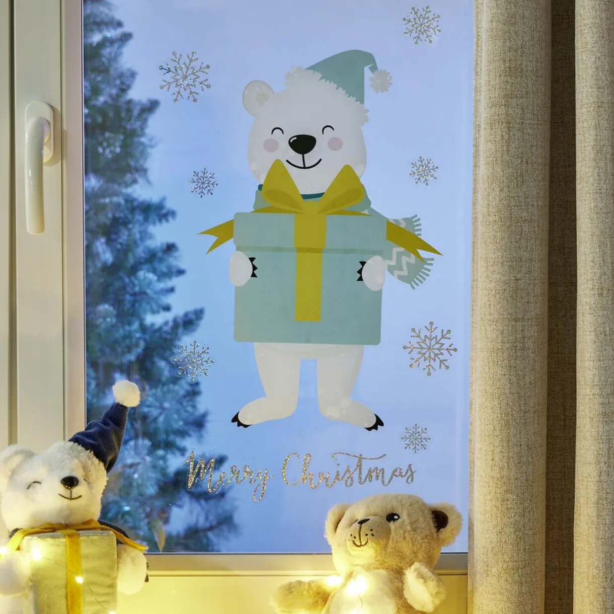 Gifi Sticker repositionnable motif ours de noël^ Décoration De Fenêtre