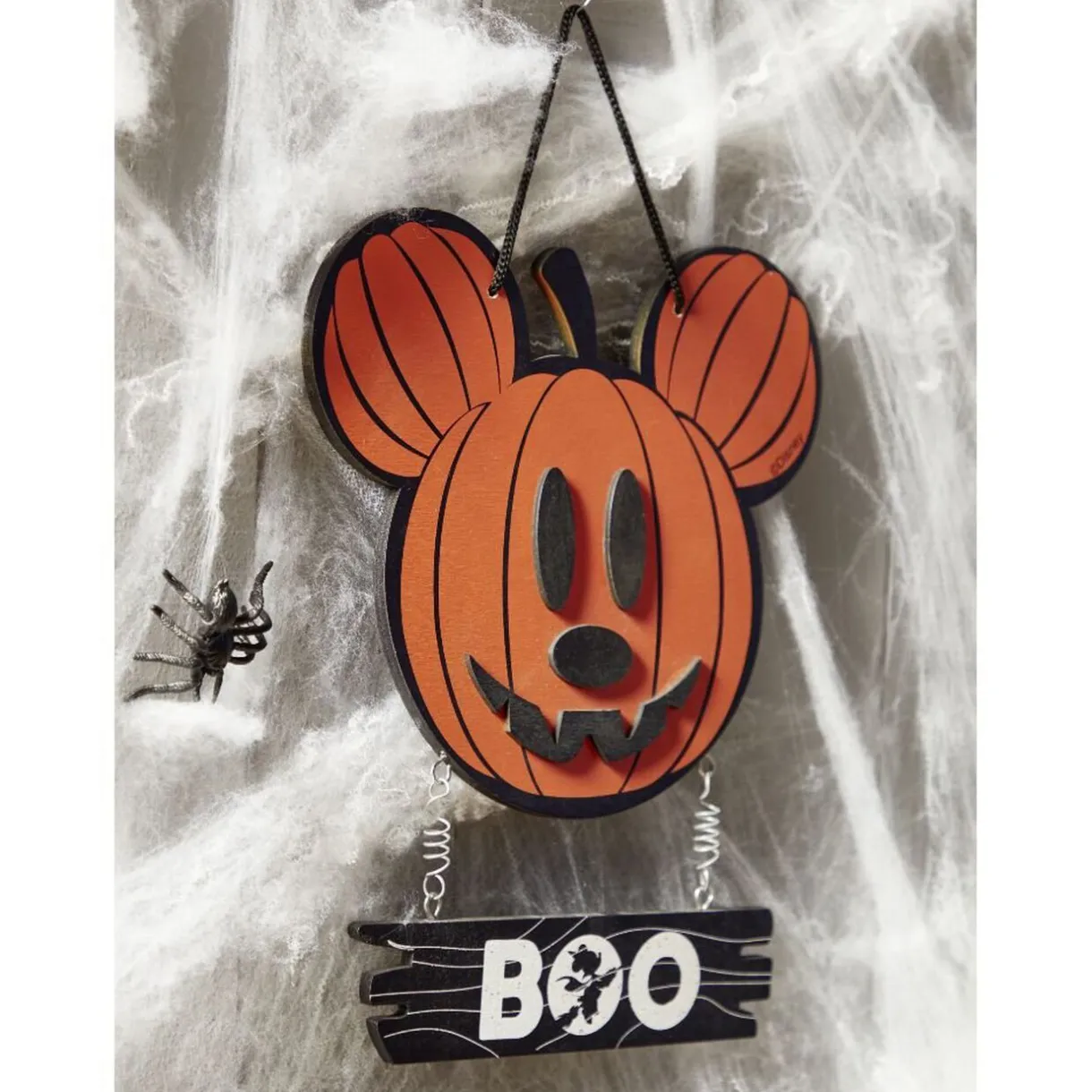 New Gifi Suspension bois Disney inscription BOO tête Mickey citrouille orange