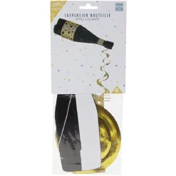 Outlet Gifi Suspension bouteille serpentin noir et doré