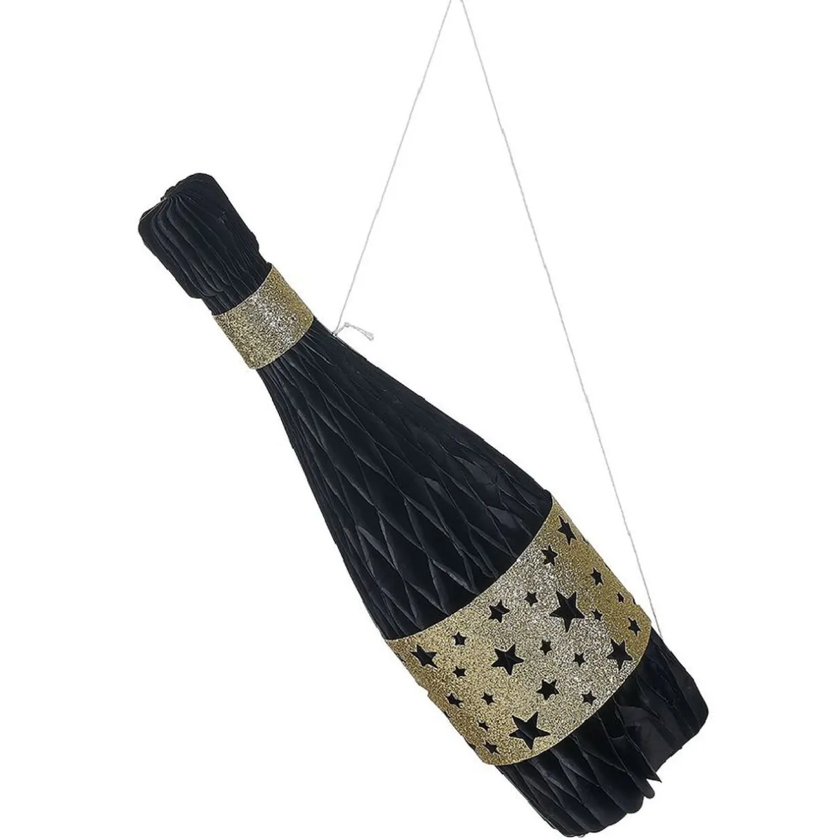 Outlet Gifi Suspension bouteille serpentin noir et doré