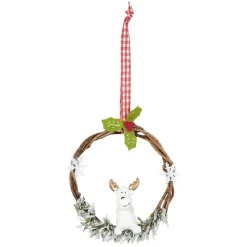 Gifi Suspension de Noël Couronne en bois déco animal^ Décoration Sapin