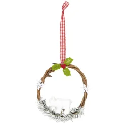 Gifi Suspension de Noël Couronne en bois déco animal^ Décoration Sapin