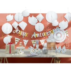 Best Gifi Suspension en papier blanc de forme géométrique x 3