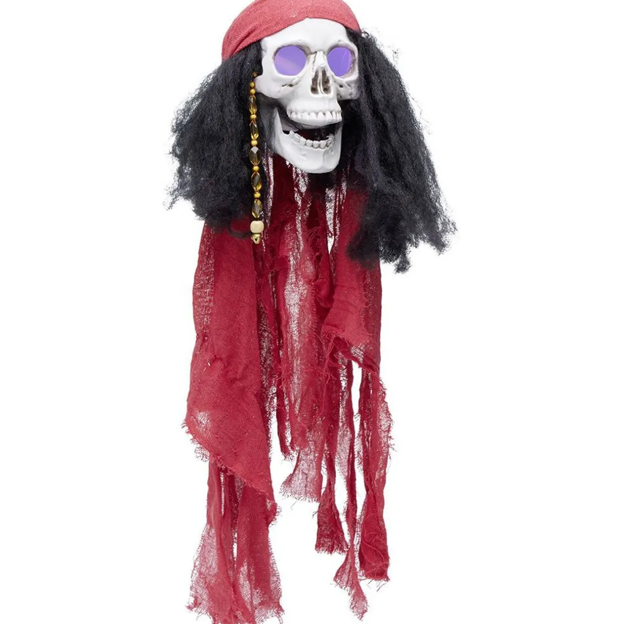 New Gifi Suspension Halloween LED tête de mort pirate avec foulard rouge