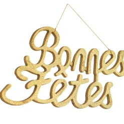 Gifi Suspension mot Bonnes Fêtes Noël dorée L60xH28 cm^ Décoration Intérieure De Noël