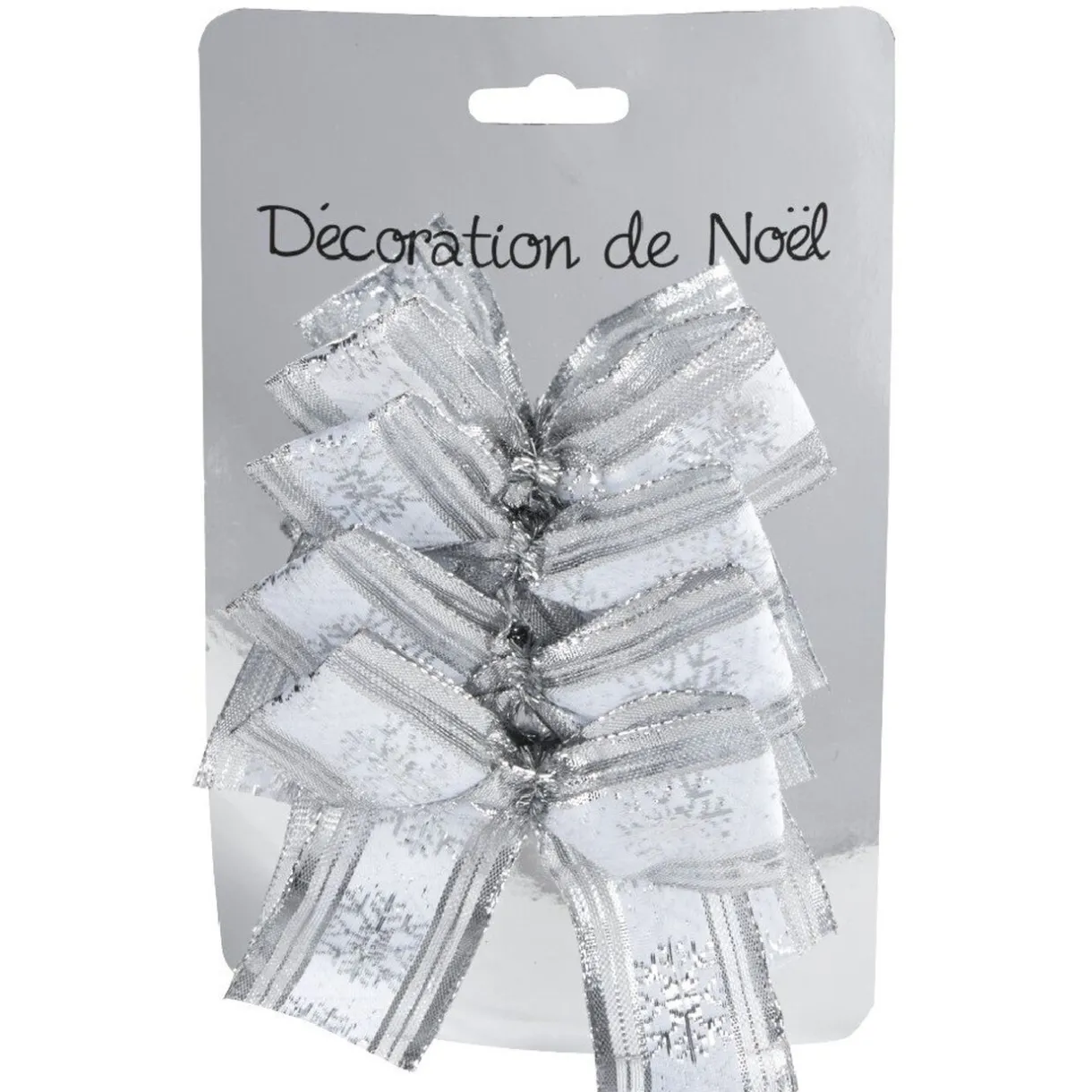 Gifi Suspension Noeud de Noël argenté x4^ Décoration Sapin