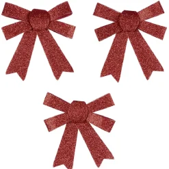 New Gifi Suspension noeud de Noël pailleté rouge x3