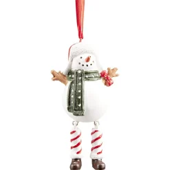 Gifi Suspension Noël bonhomme de neige rouge et blanc H.12 cm^ Décoration Sapin